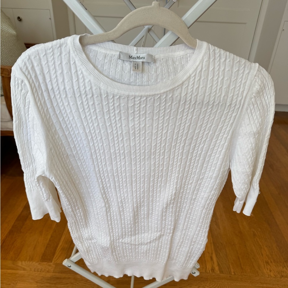 MaxMara Cable Knit White Sweater (Size M / L)